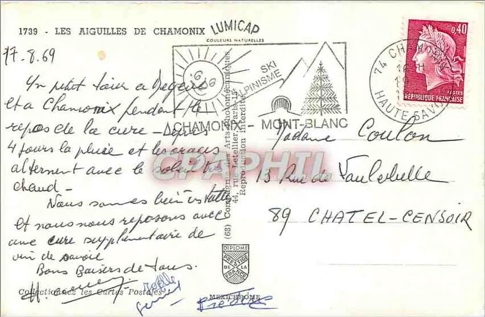As Aiguilhas de Chamonix — Lumicad — n° 1739 - Verso