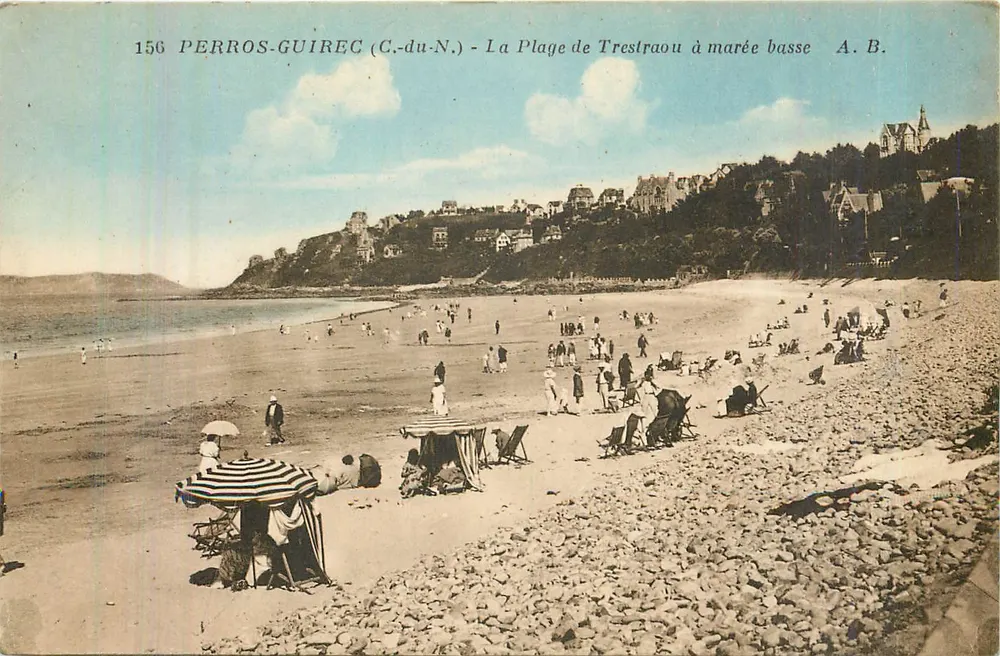 Perros-Guirec (C.-du-N.) - La Plage de Trestraou à marée basse - A. B. - Recto