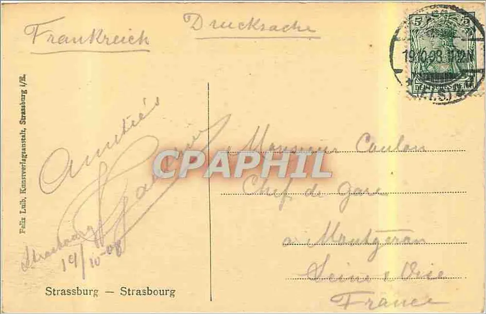 स्ट्रासबर्ग — शहर का एयरो दृश्य जिसमें कैथेड्रल शामिल है — फॉल्स लैब, स्ट्रासबर्ग - पीछे
