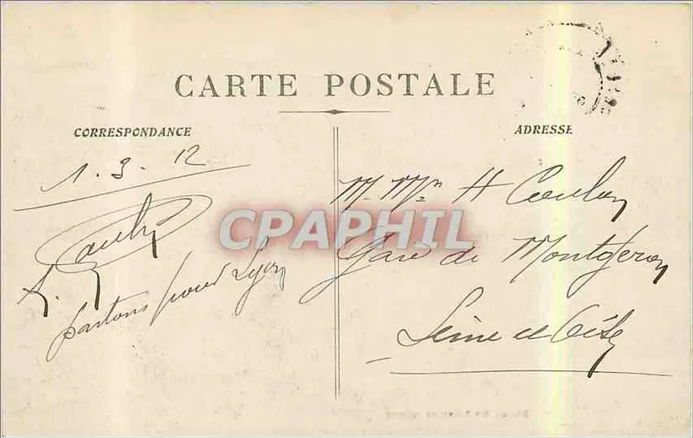 Marselha - Rue de la République — visão animada com calçada e bondes — Edições de Pinot e Cie, n°48 - Verso
