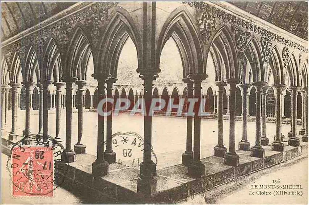 O Mont-Saint-Michel — O Claustro (século XIII) — Editor não identificado, n° 156 - Frente