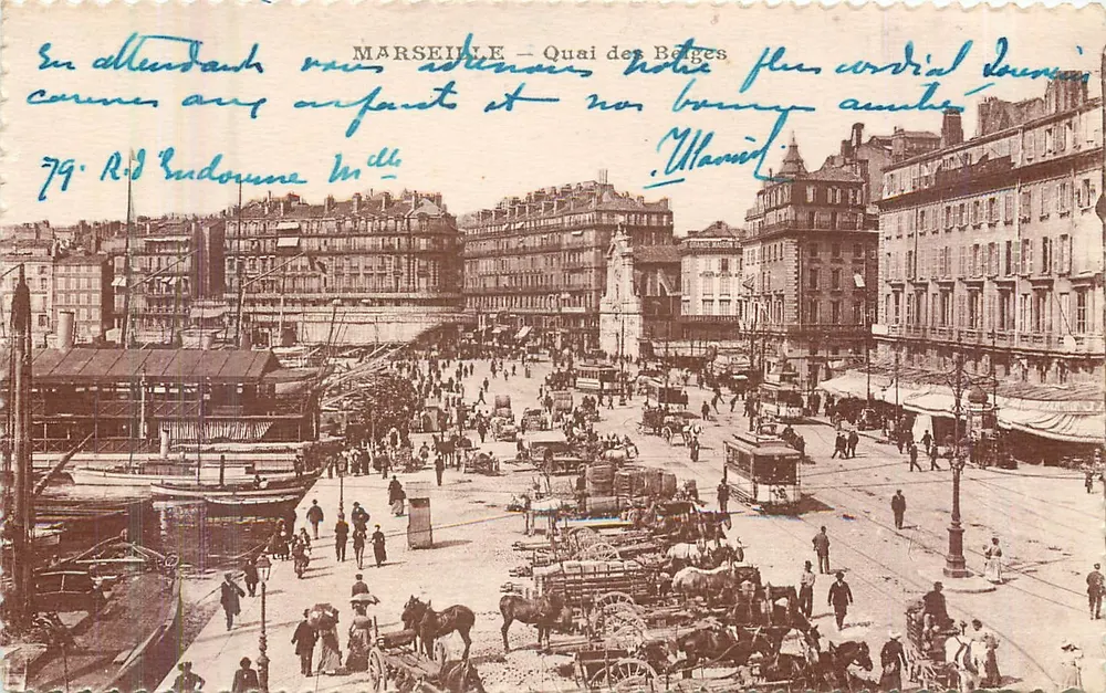 MARSEILLE — O Cais das Margens — vista animada com cais e trem elétrico - Frente