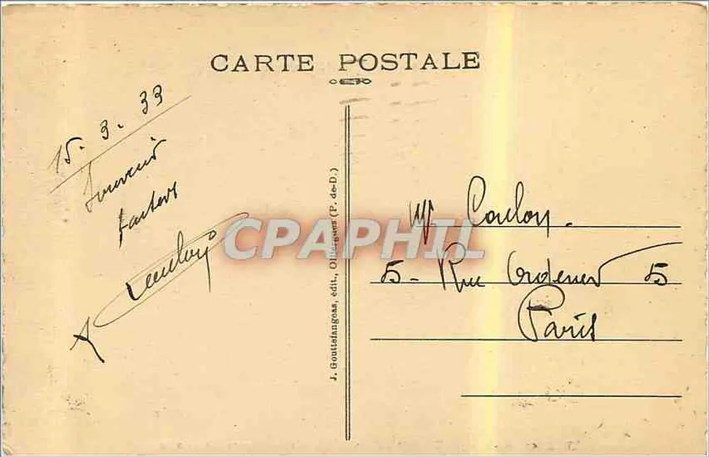 Clermont-Ferrand — Praça de Jaude — G. D'O. - 1092 - Verso