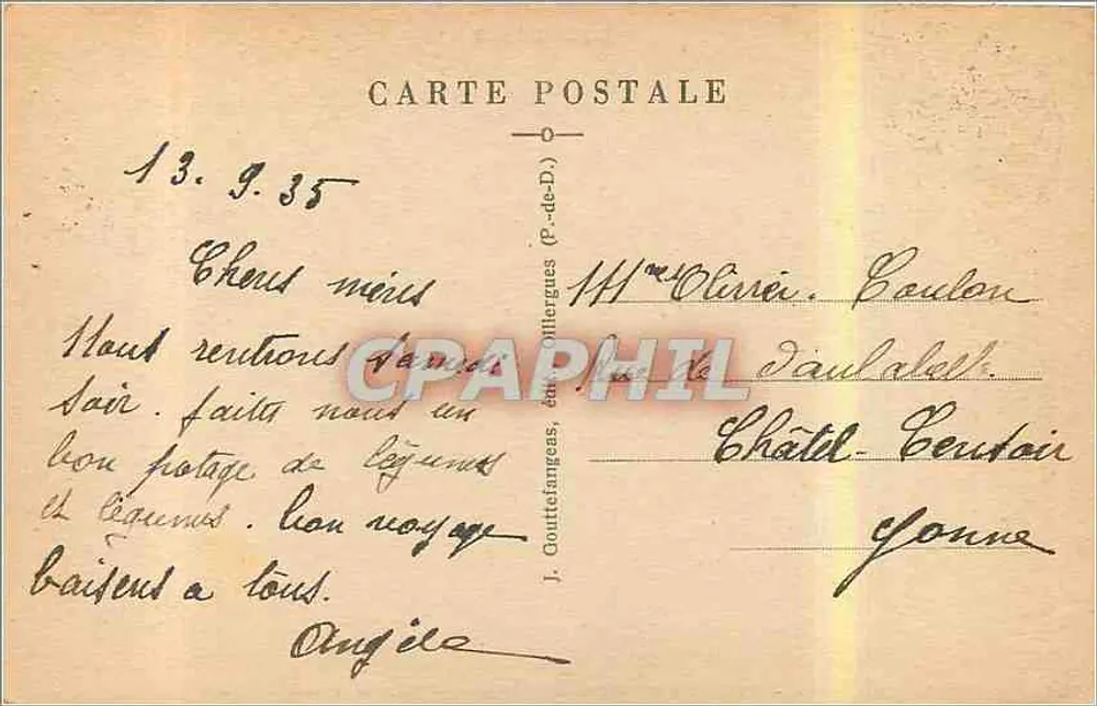 Clermont-Ferrand — Place de Jaude — G.D'O. 1088 B - Verso