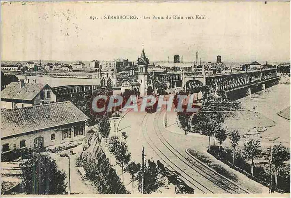 Strasbourg - Les Ponts du Rhin vers Kehl — éditeur 'Carte de la Géorgine', n° 651 - Recto