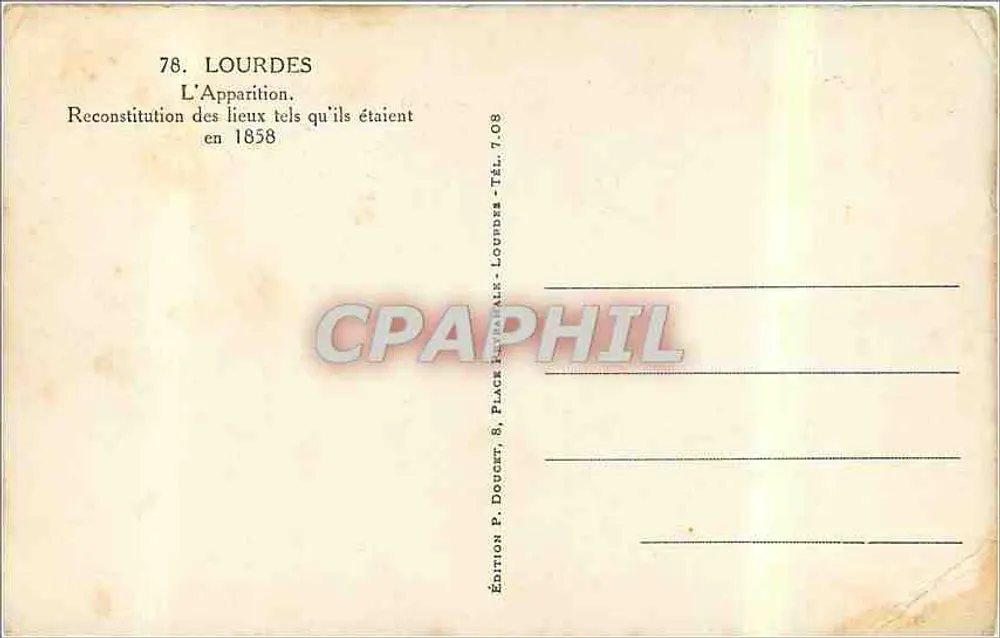 Lourdes — Centenário das Aparições 1858-1958 — Edição P. Doucet - Verso