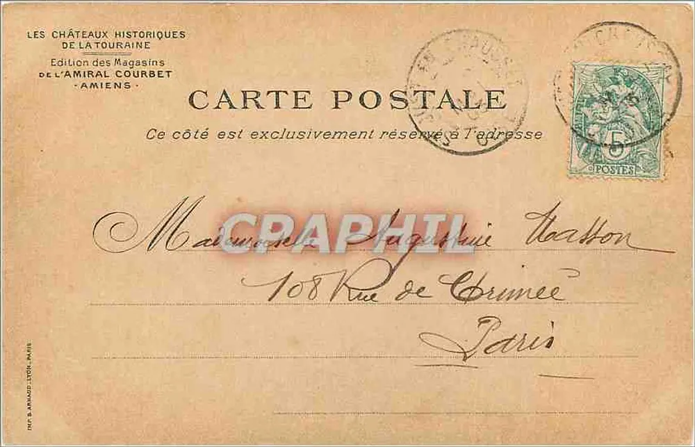 Château de Chambord — Die historischen Schlösser der Touraine — Ausgabe der Magasins de l'Amiral Courbet, Amiens - Rückseite