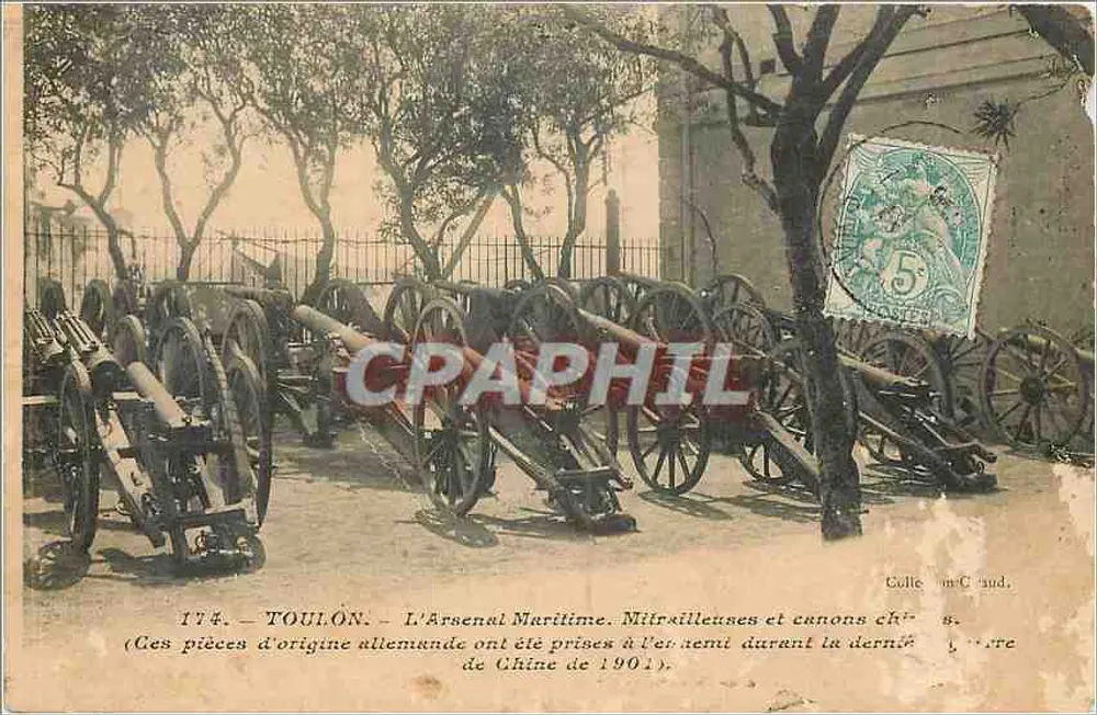 Toulon — L'Arsenal Maritime. Mitrailleuses et canons chinois d'origine allemande — Collection C. Caud. - Recto