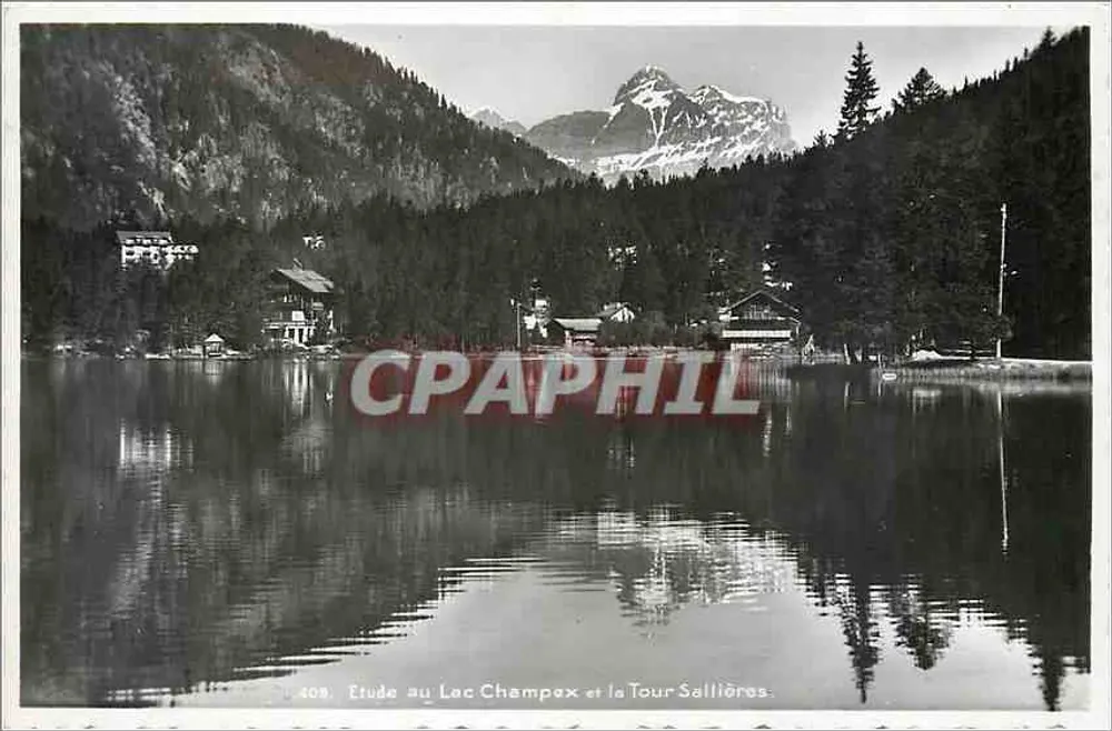 Lac Champex et la Tour Sallières — Étude — Perrochelet, Phot. Bannanne - Recto