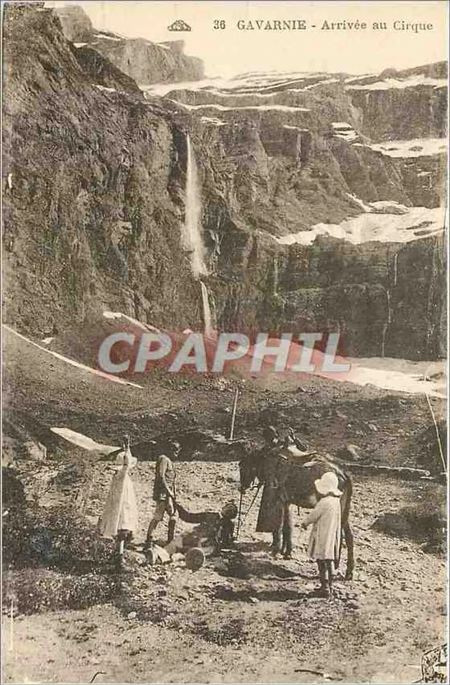 Gavarnie - Chegada ao Circo — Bilhete postal antigo n°36, editor Gavarnie - Frente