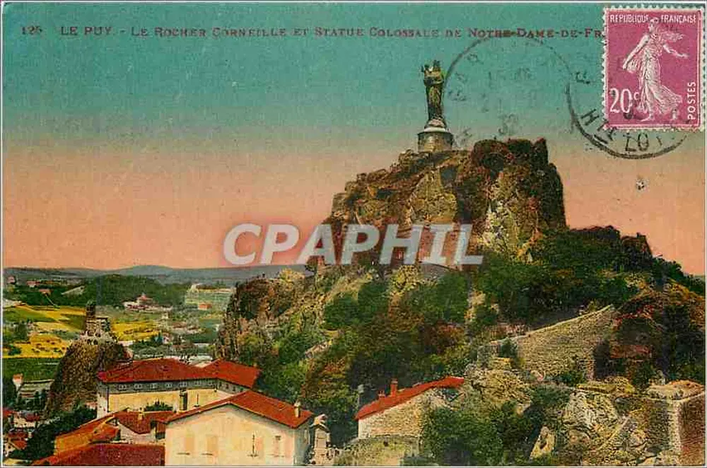 Le Puy - Der Rocher Cornelle und die kolossale Statue der Notre-Dame-de-France - Vorderseite