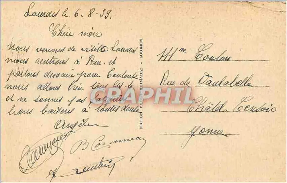 Lourdes - A Basílica e o Gave — Edição Foto Quinaut - Verso