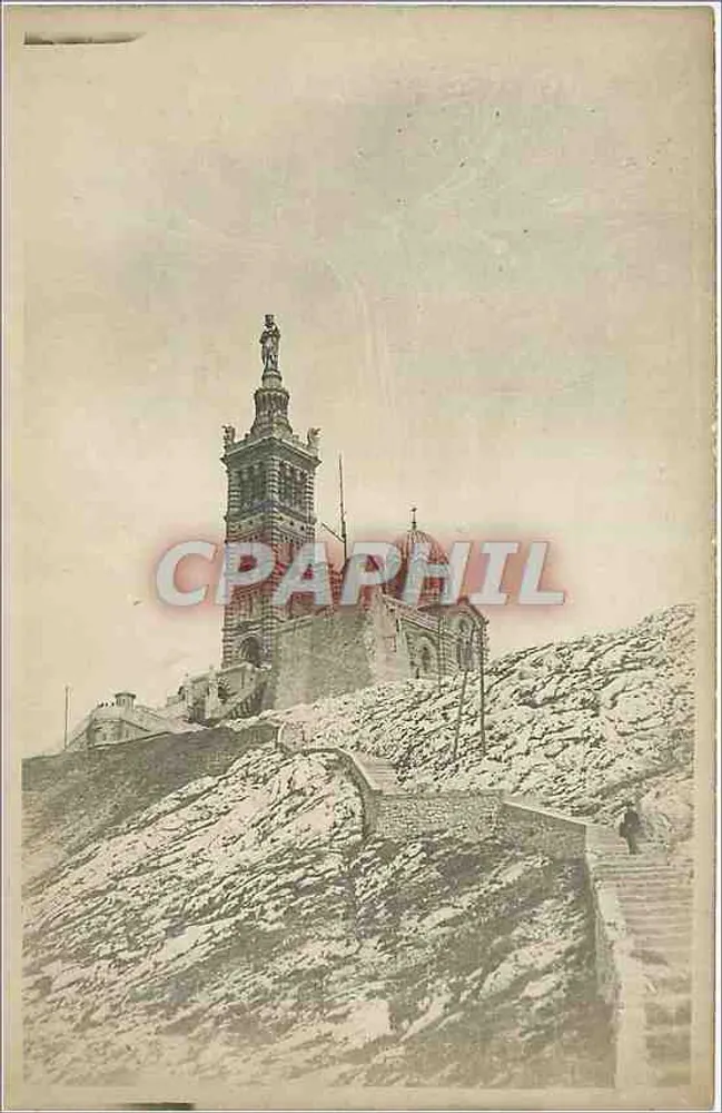 Igreja e estátua em um promontório — G. Gallienmat, Paris — número de série não visível - Frente