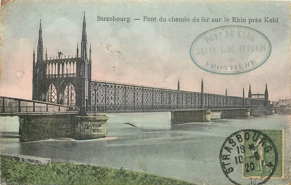 Strasbourg — Eisenbahnbrücke über den Rhein bei Kehl — Felix Luth, Verlag Strasbourg - Vorderseite