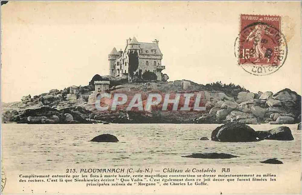 Ploumanach (C.-du-N.) — Castillo de Costaéres — Fototipo A. Angel, Angers - Anverso