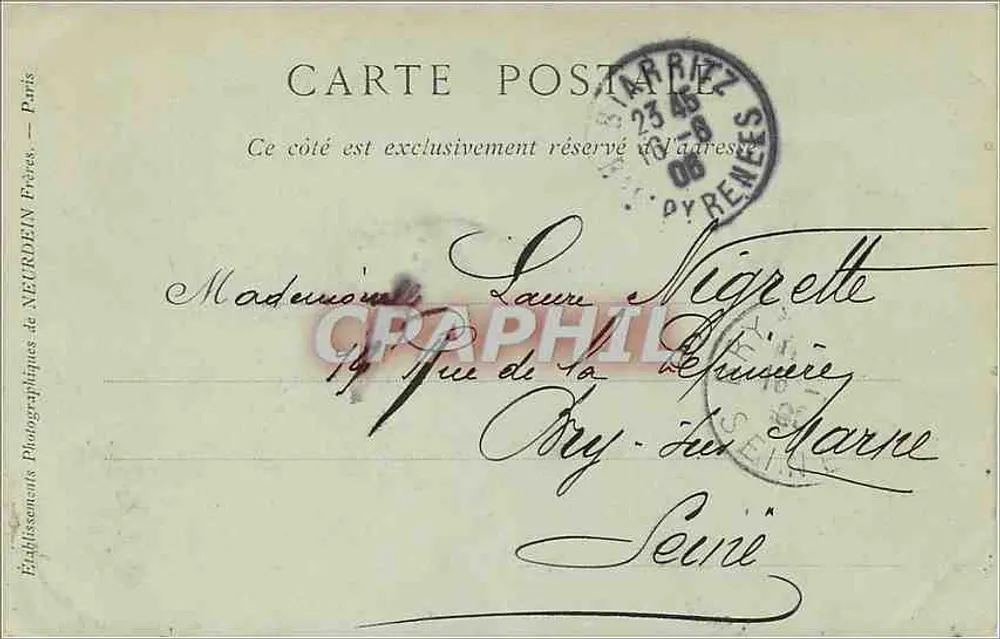 Blarritz — Die Grande Plage und das Municipale Casino — Verlag: Pyrénées Frères - Rückseite