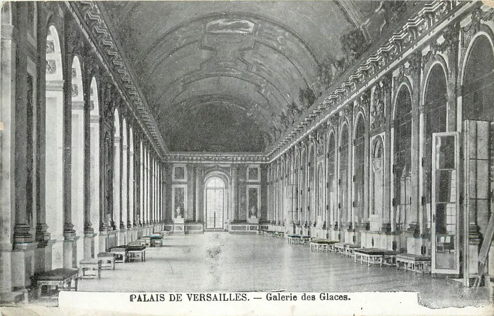 Palais de Versailles — Galerie des Glaces — Éditeur : Imp. Nouv. Phot. 75, Rue Fondary, Paris - Recto