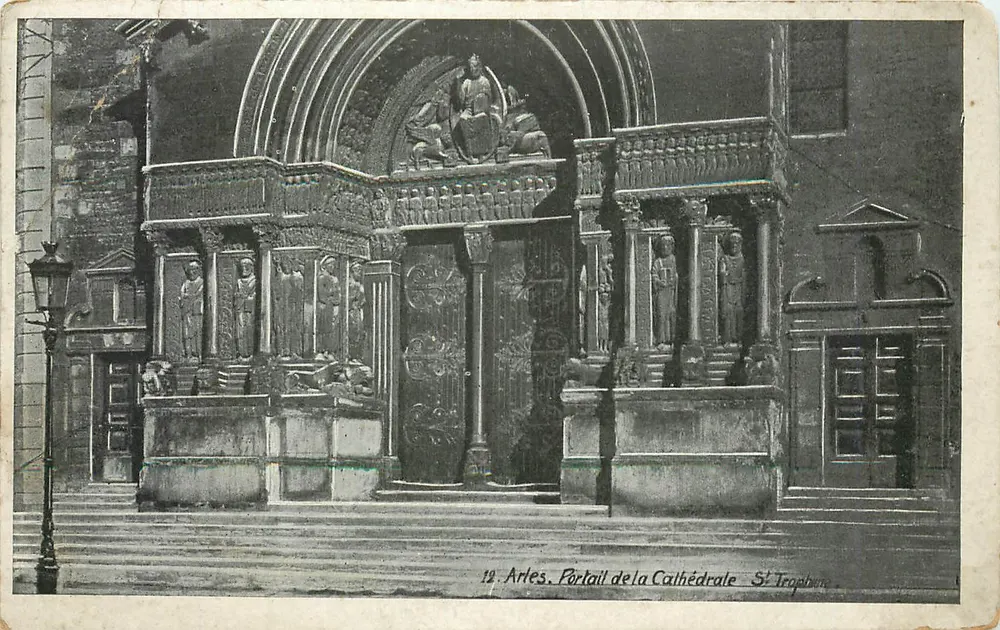 Arles. Portal of Saint Trophime Cathedral — publisher not visible, series number 12 - Front