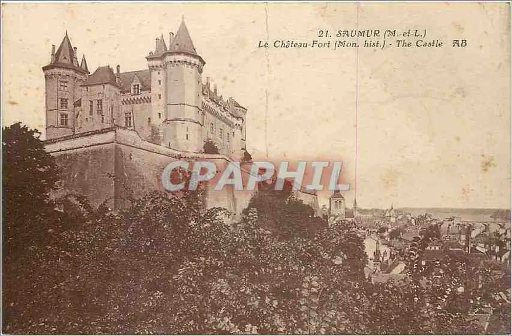 Saumur — Le Château-Fort (Mon. hist.) — Éditeur : Phototypie A. Bruiel, Angers, n° AB - Frente