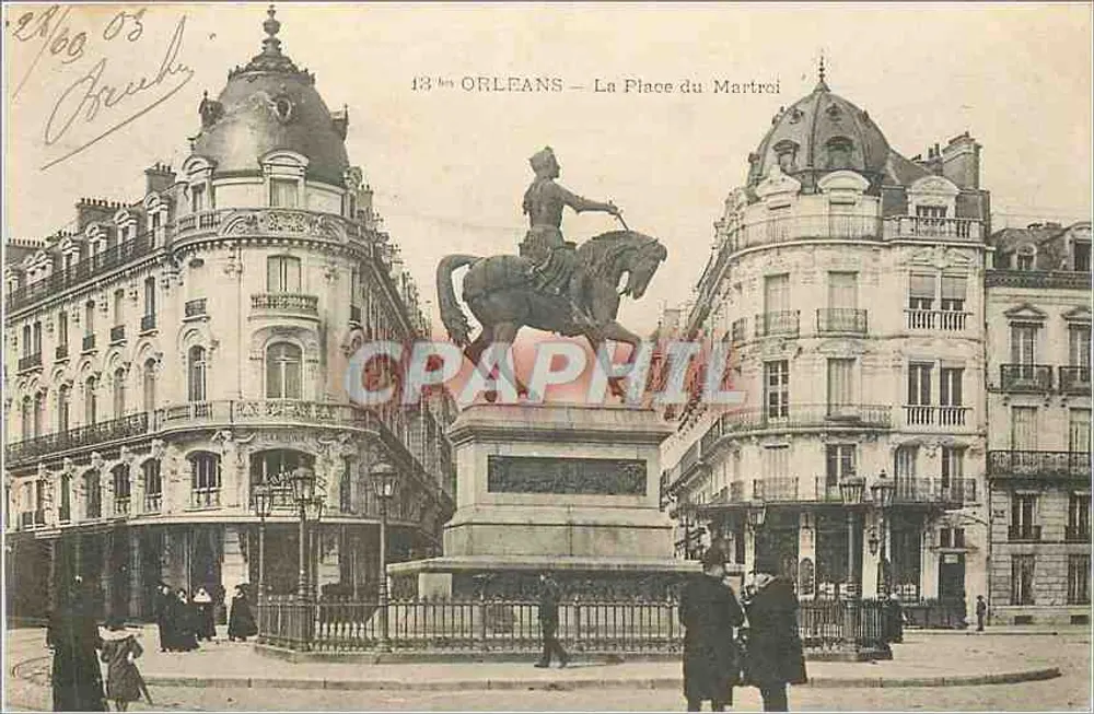 Orléans — La Place du Martroi — L. Bruhier, viaggiatore, Parigi - Recto