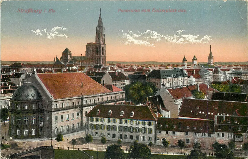 Strasbourg — Panorama vom Kaiserplatz aus — editor: Emil Hertmann, n° 28499 - Frente
