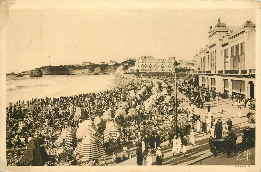 Biarritz - A Grande Praia — Héliogravure Lahouane, n° 9 - Frente