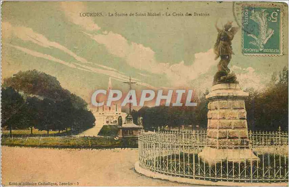 Lourdes - La Statue de Saint Michel - La Croix des Bretons — Édition Alliance Catholique, Lourdes - 5 - Recto