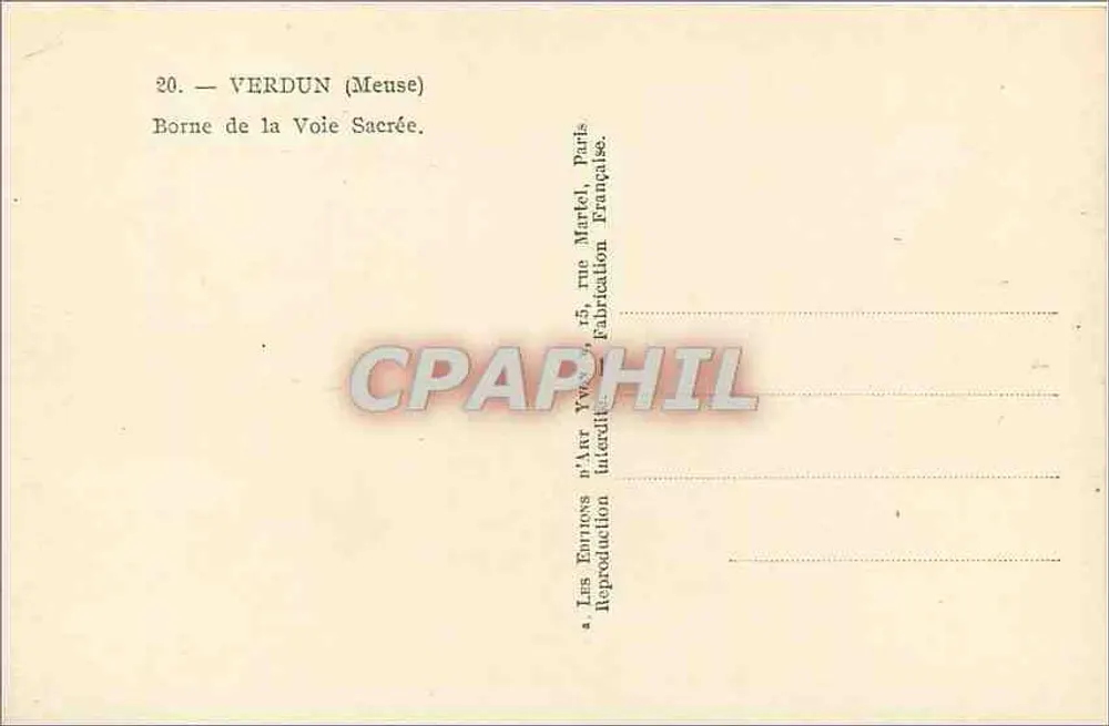 Verdun — Markierung der Heiligen Straße — Verleger Yvon, Paris - Rückseite