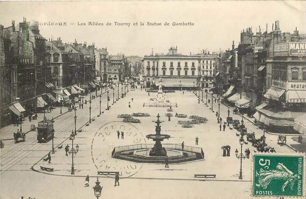 Bordeaux — Les Allées de Tourny und die Statue von Gambetta — Nichol und Evrard, Paris - Vorderseite