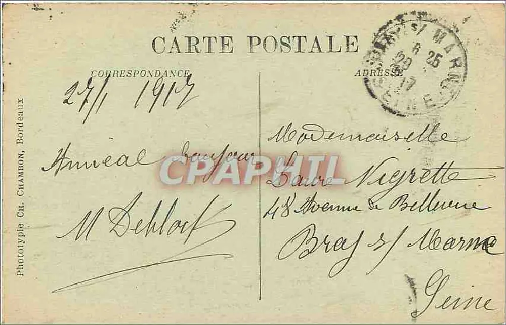 Bordeaux — O Ponte — C.B. - Verso