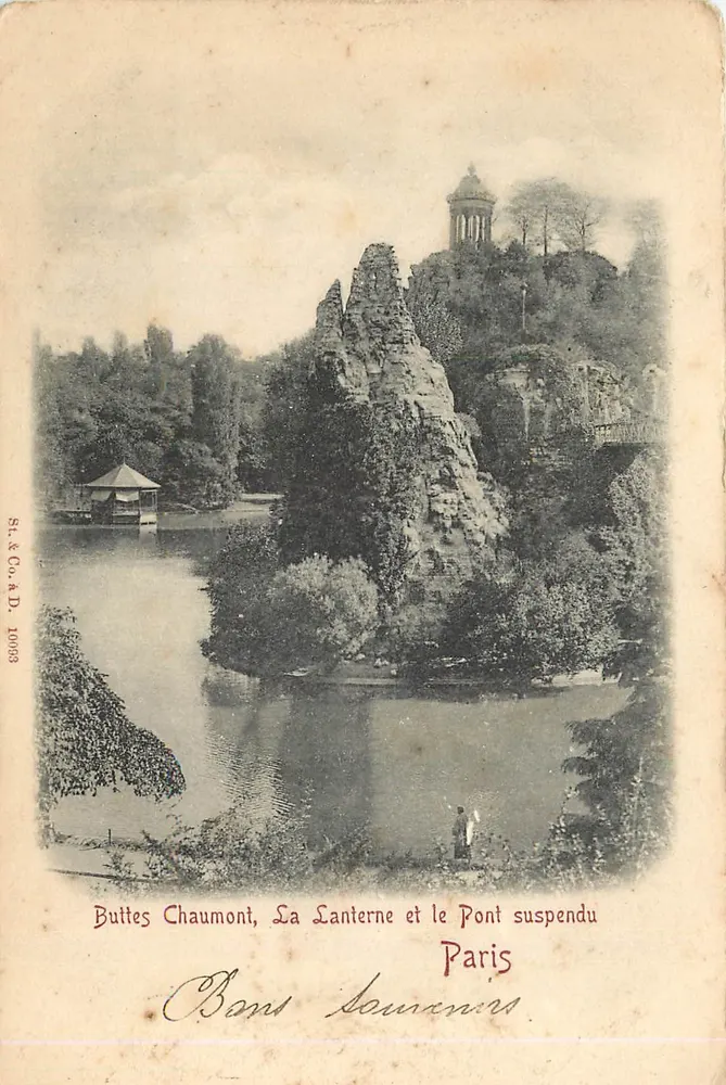 Buttes Chaumont, Die Laterne und die Hängebrücke — Paris — St. & Co. & D. 10083 - Vorderseite