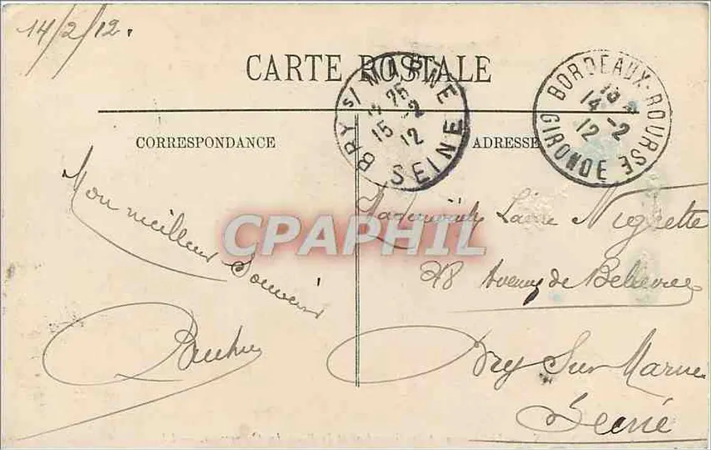 Bordeaux — Denkmal der Girondinen und die Place des Quinconces — LL. n°193 - Rückseite