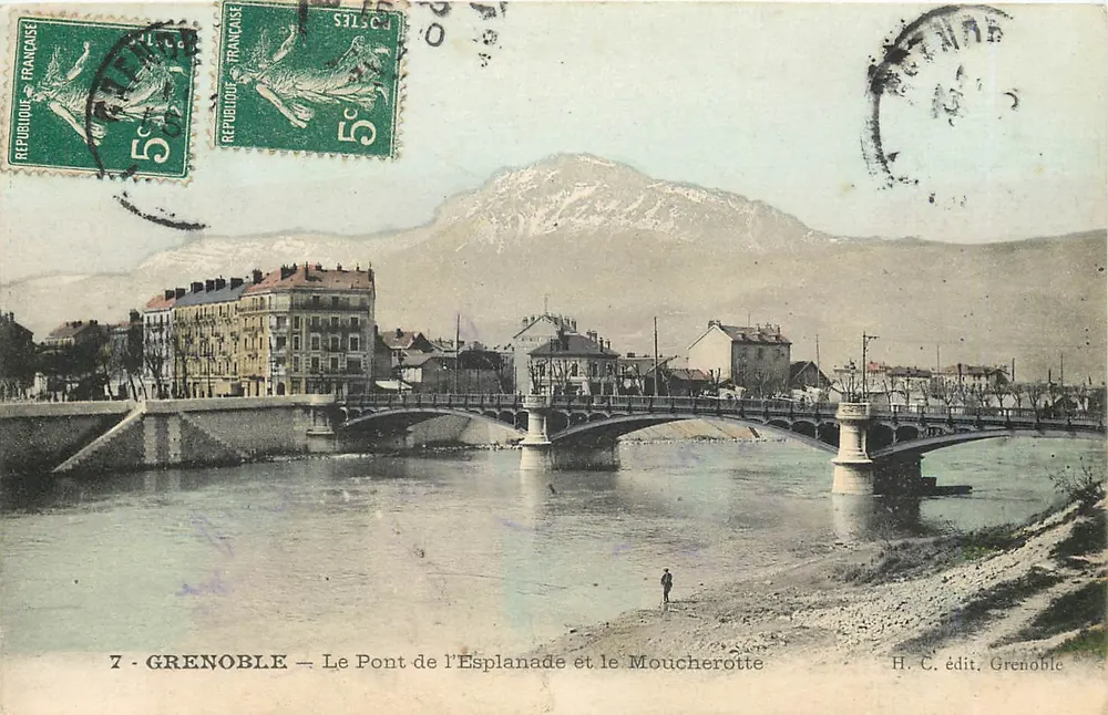 Grenoble — O Ponte da Esplanada e o Moucherotte — H. C. edit. Grenoble - Frente