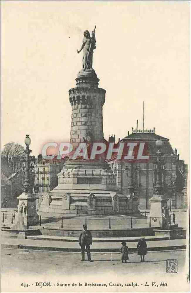 Dijon - Estátua da Resistência - Cabet, escultor - L. V., editor - Frente
