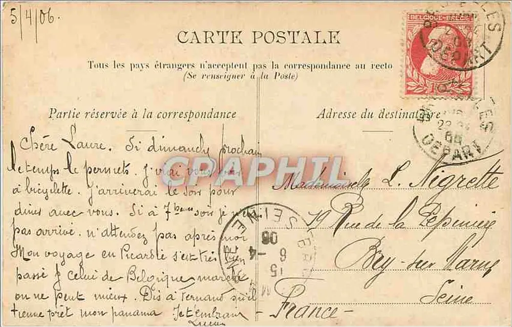 Bruxelas — Castelo de Laeken — editor não identificado - Verso