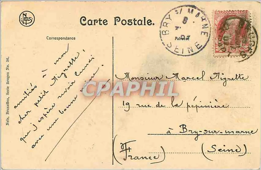 Bruges - Palácio do Franc — Nels, Bruxelas, Série No. 36 - Verso