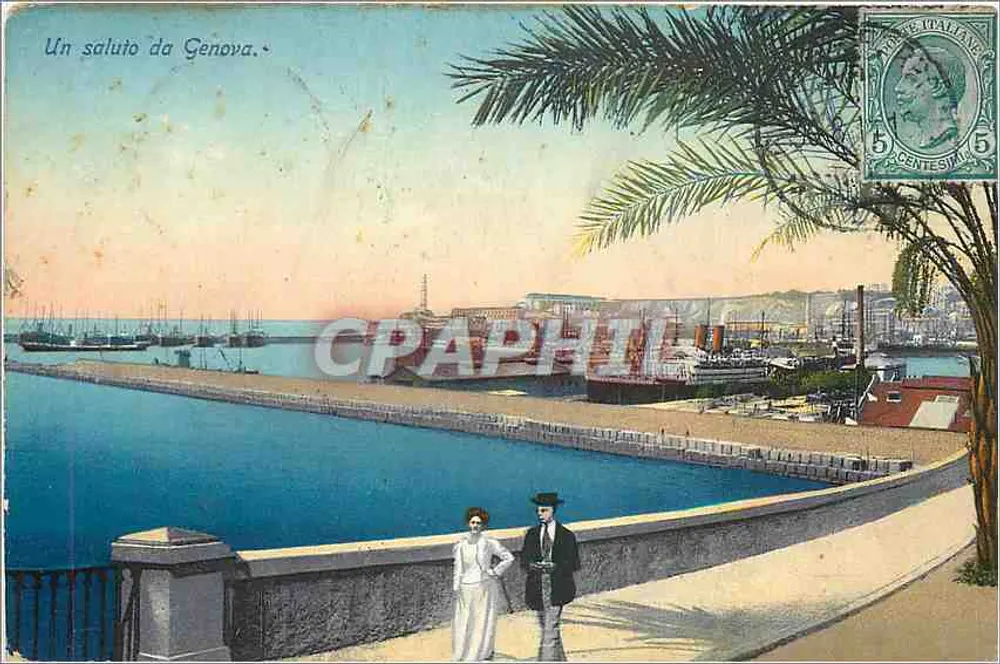 Porto de Gênova — vista do porto com barcos — editor desconhecido, número de série não visível - Frente