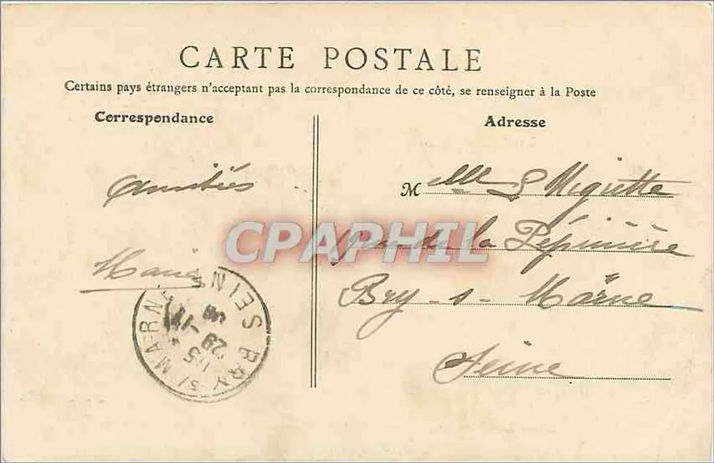 Lyon - Quai de Bondy - Pont du Change - Coteau de Fourvières — B.F., Paris, n°965 - Rückseite