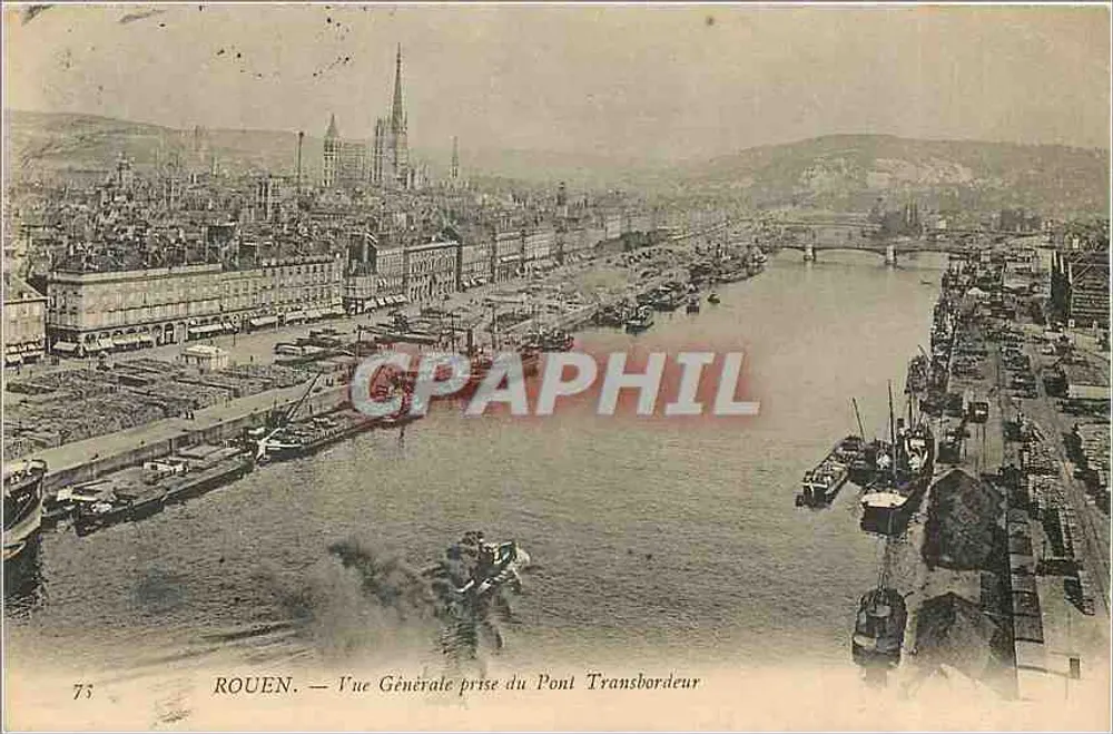 Rouen — Vue Générale prise du Pont Transbordeur - Recto