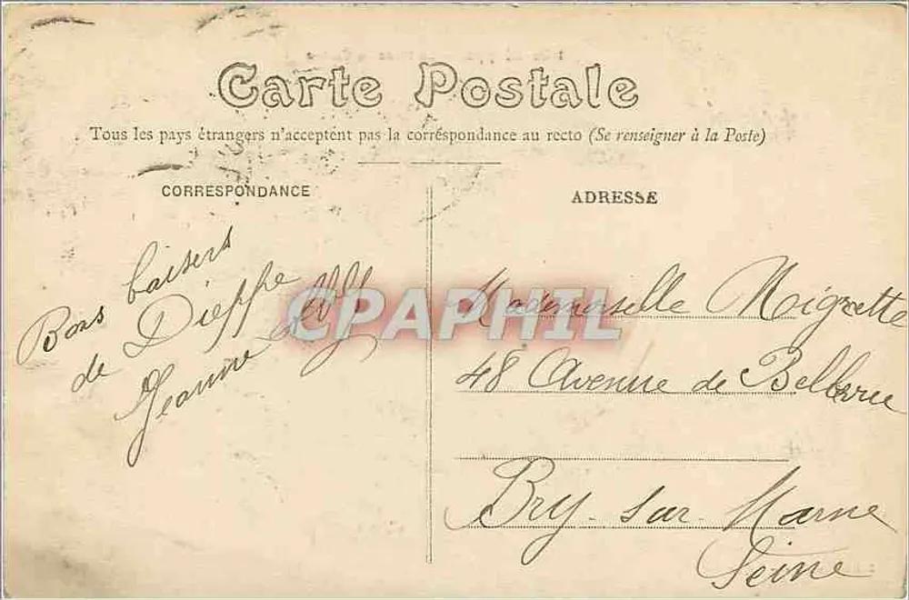 Dieppe — A Place do Casino — Edição Delbarres, n°1098 - Verso