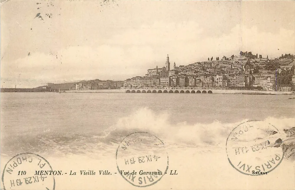 Menton - La Vieille Ville - Vue de Garavan - Éditeur Chopin, n°110 - Recto