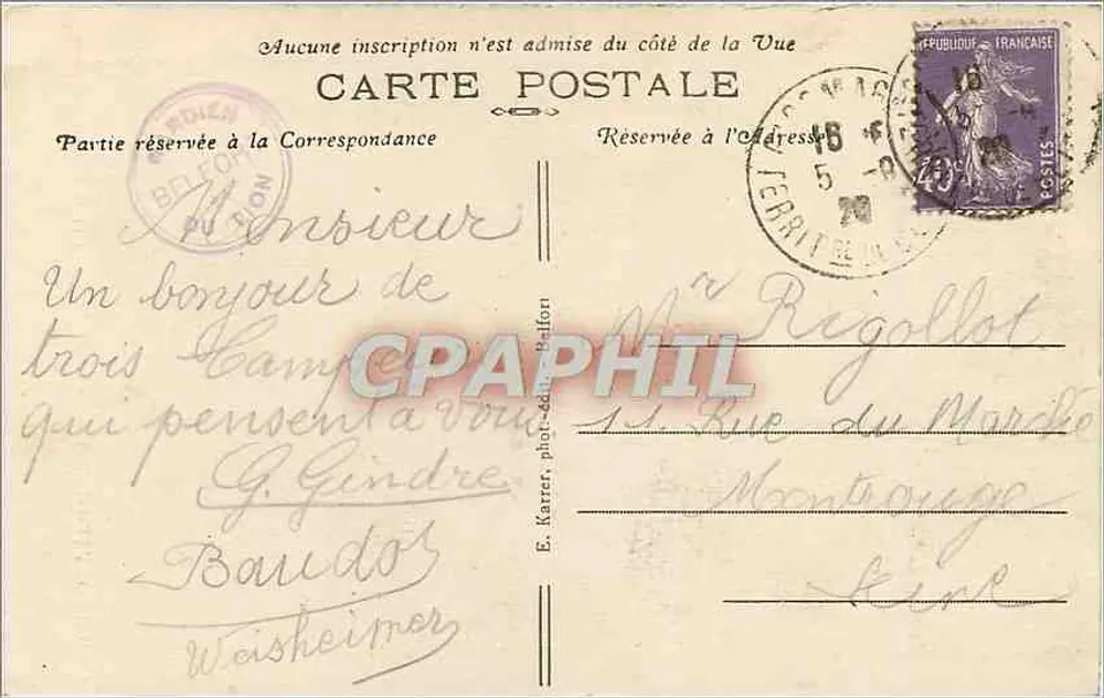 Belfort (Território) — O Leão, obra de Bartholdi — n°4 - Verso