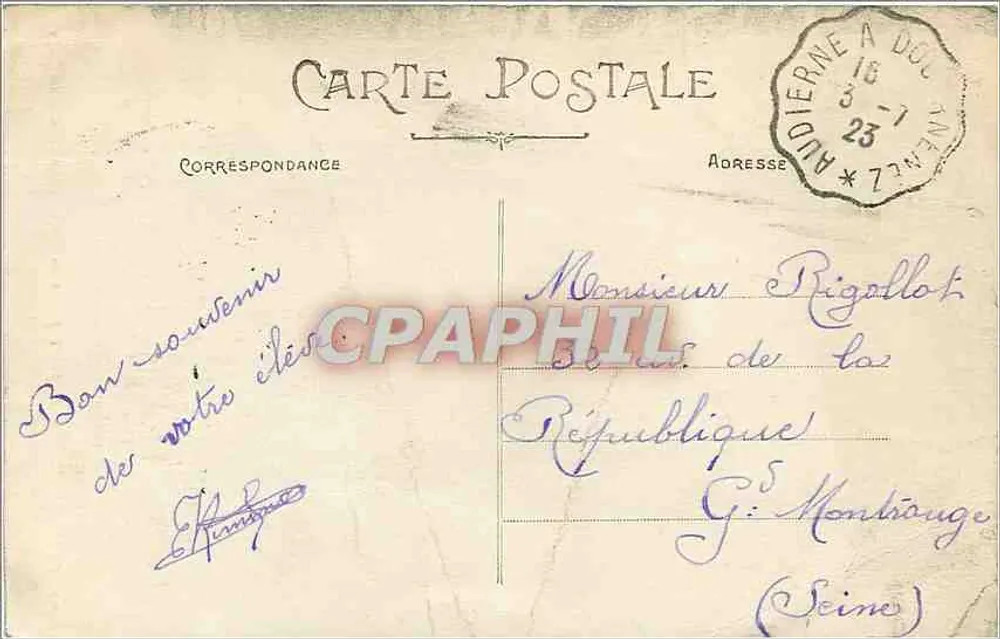 Bucht von Plogoff (nahe der Pointe du Raz) — Die Höhle Loch — Artaud et Nozais, Nantes - Rückseite