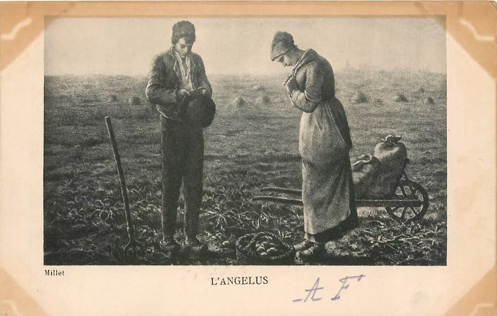 L'Angelus — reprodução de uma obra de Millet — editor AF - Frente