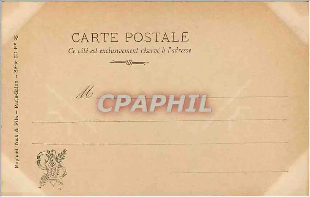 D. Etcheverry - 'Vertige' — Salon 1903 — Editor Tuck & Fils, Série III N°25 - Verso