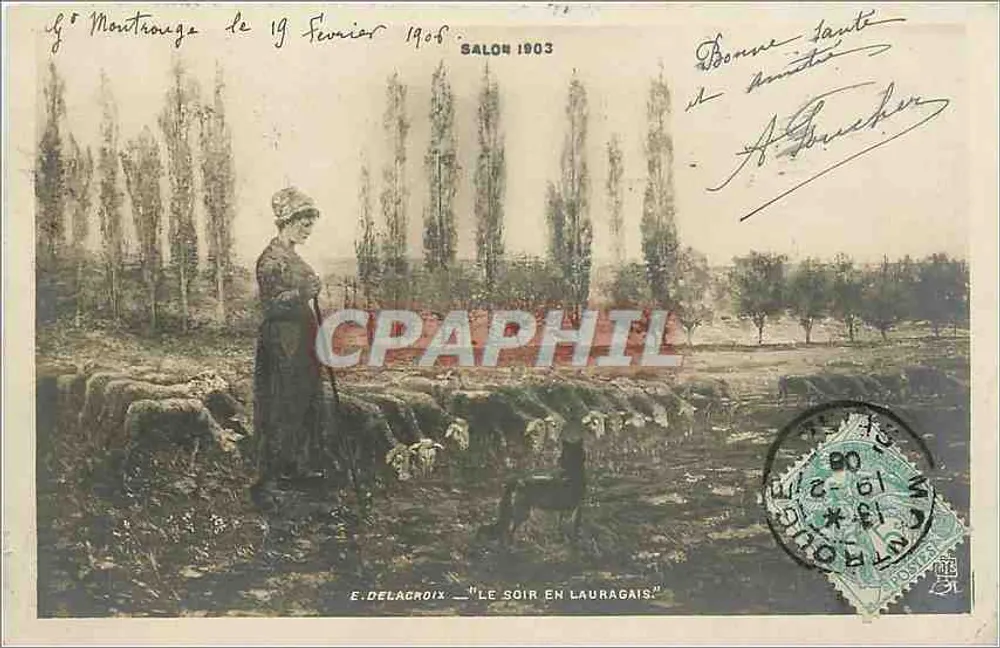Le Soir en Lauragais — Salon 1903 — E. Delacroix - Recto