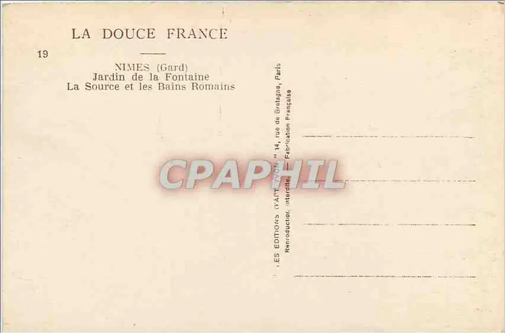 Garten der Quelle — Nîmes (Gard) — Editionen La Douce France - Rückseite