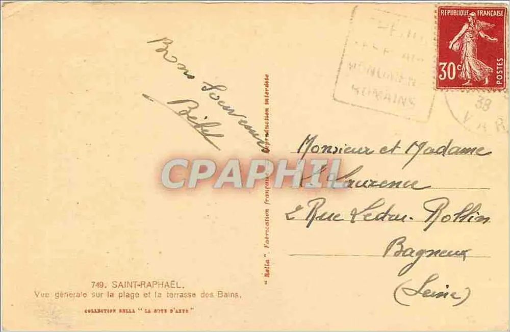 Saint-Raphaël — Allgemeiner Blick auf den Strand und die Terrasse der Bains — Edition Rella - Rückseite