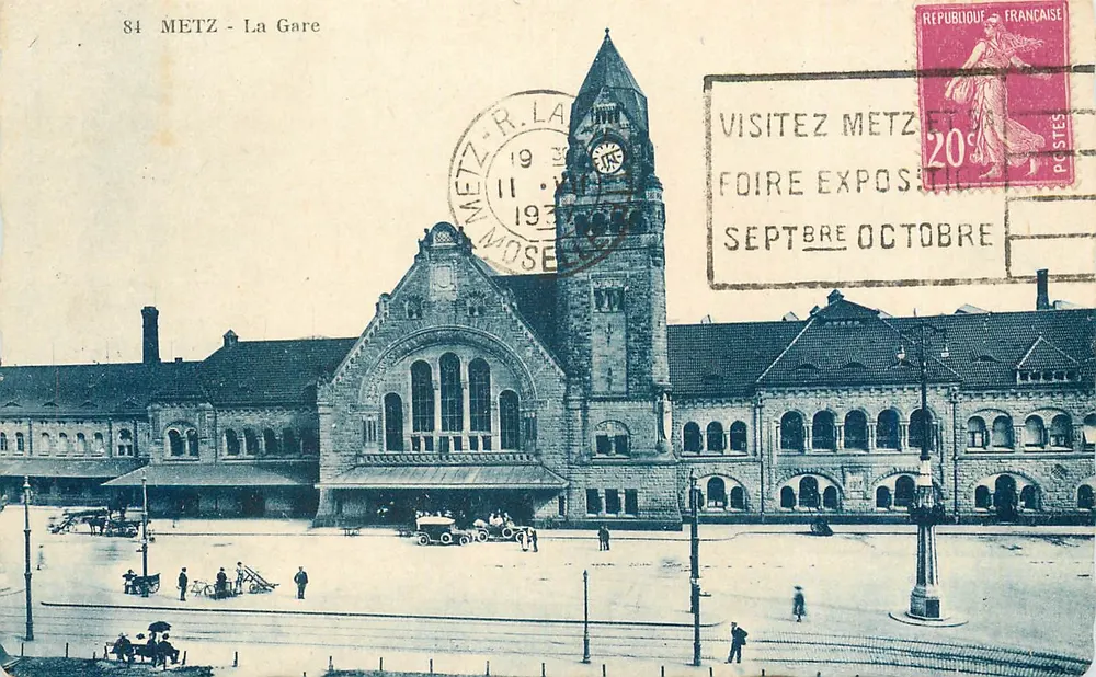 METZ - Gare — widok z gare z jej dzwonnica — n° 84 - Awers
