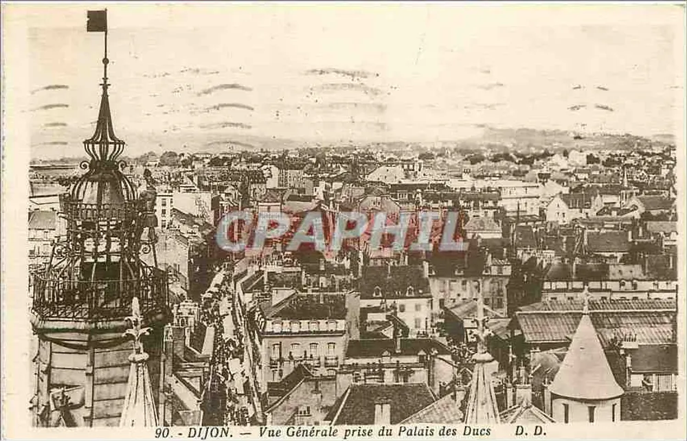 Dijon — Vista geral tirada do Palácio dos Ducs — D.D. n°90 - Frente